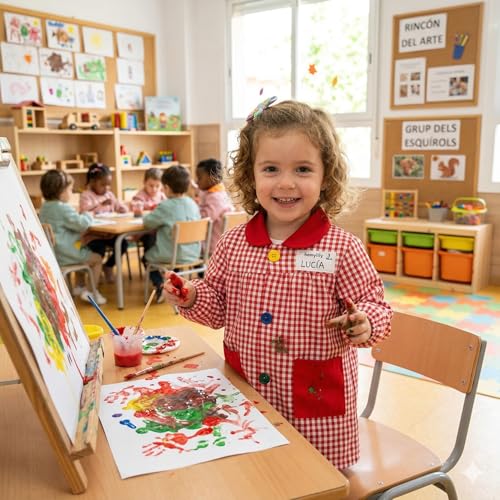 Thumbnail 1 de HOMYBABY Babi escolar infantil con botones y bolsillos (Red, Size 3) – unisex para guardería y colegio