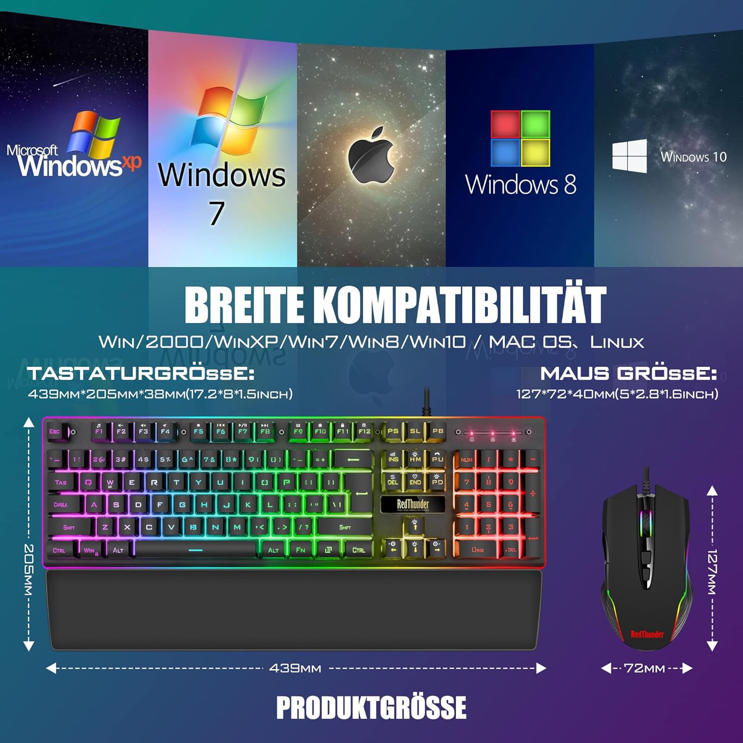 Thumbnail 6 de RedThunder K10 Gaming Tastatur-Maus-Set QWERTZ ⌨