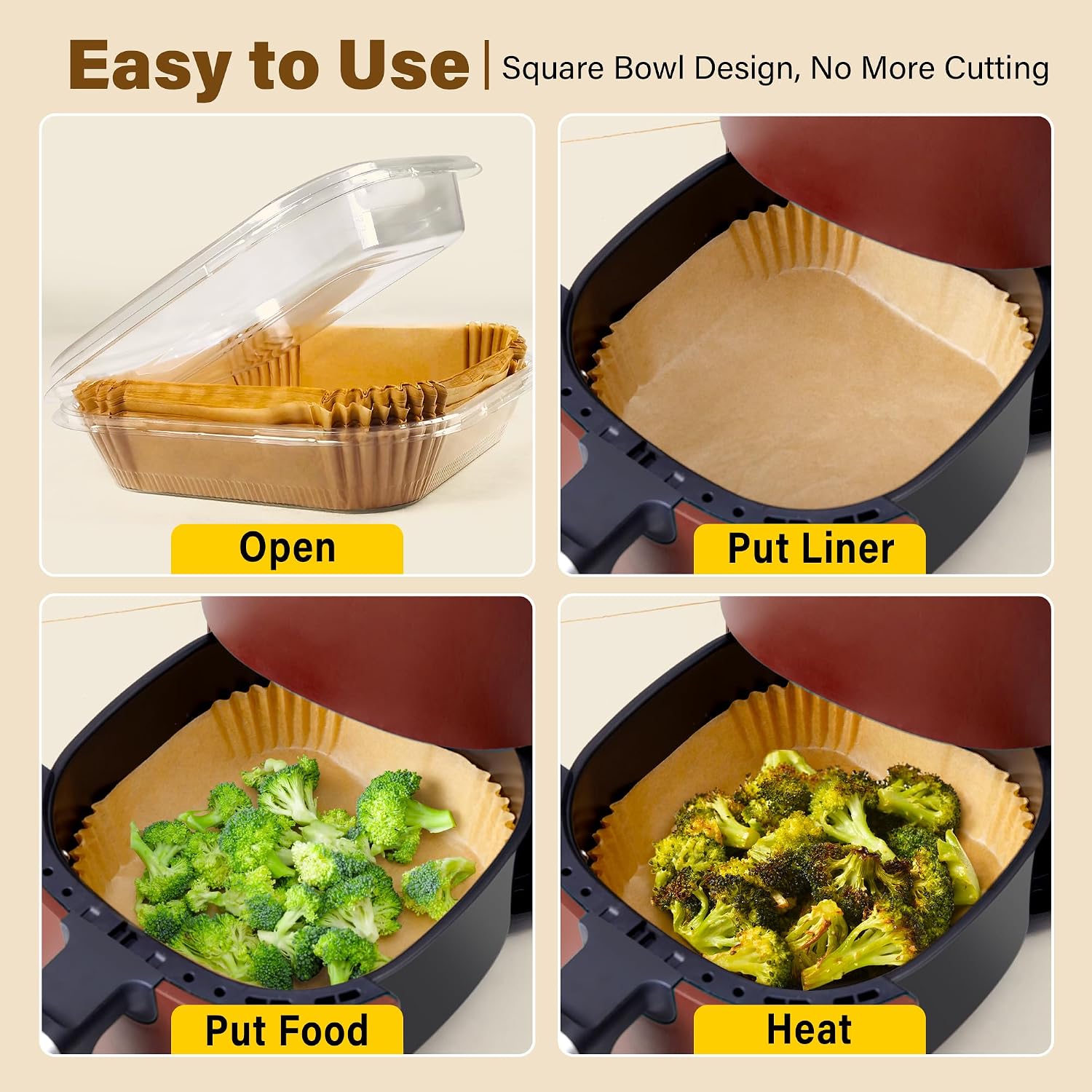 Thumbnail 5 de 125Pcs Unbleached 8" Air Fryer Liners