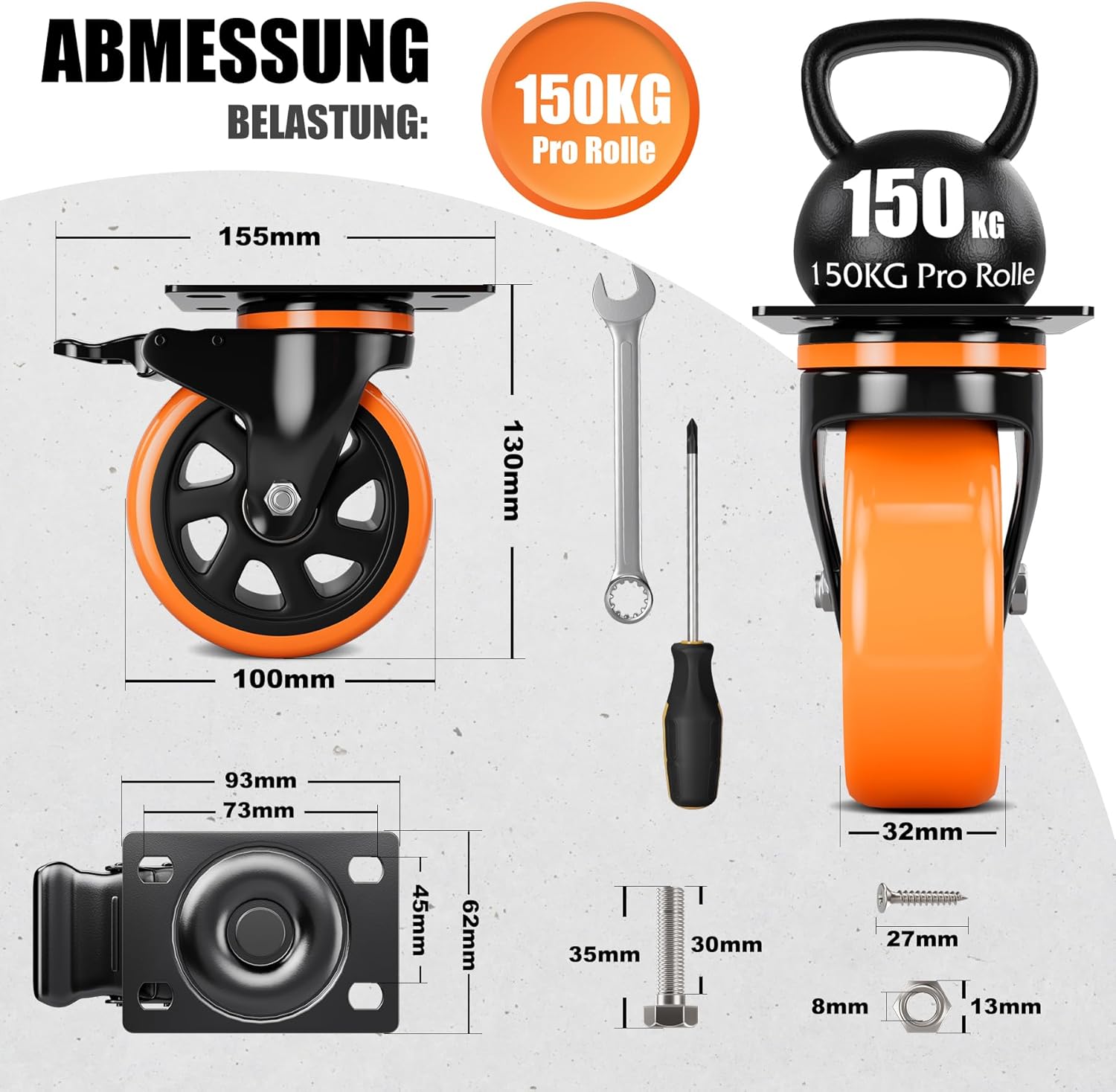 Thumbnail 1 de Asibaade Schwerlastrollen 100 mm bis 600 kg