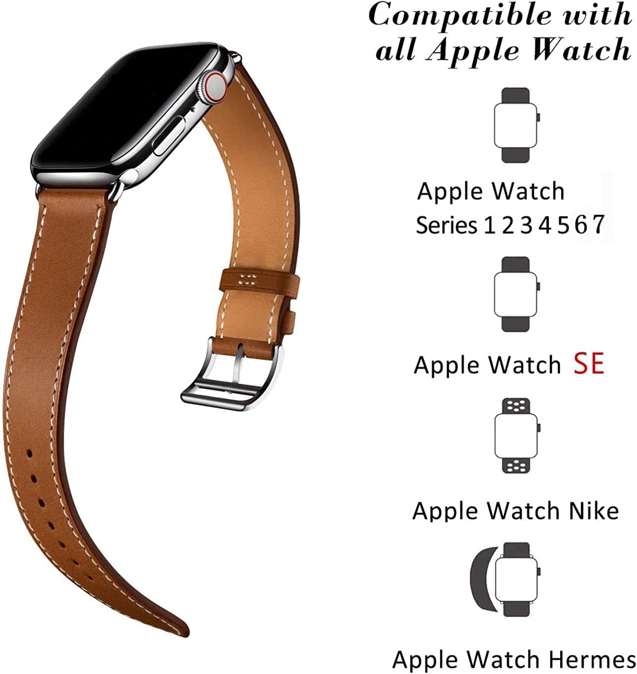 Thumbnail 2 de Fleshy Leaf Genuine Leather Apple Watch Strap — 38/40/41/42/44/45/46/49mm compatibility