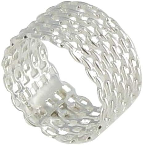 Thumbnail 1 de Les Poulettes Bijoux – Bague en argent 925 Tubes de chaînes, livrée en écrin