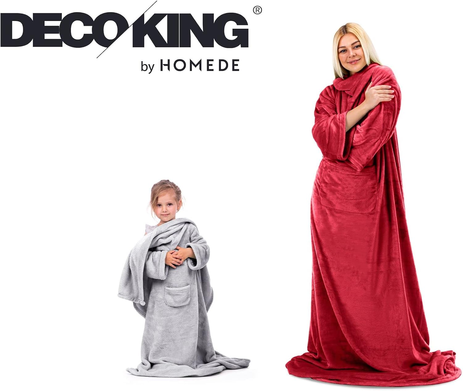 Thumbnail 6 de DecoKing 150 x 180 cm – Couverture à manches TV en microfibre avec poches et manches, couleur ivoire