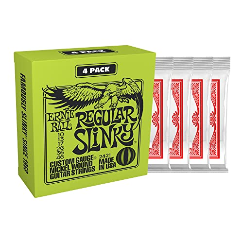 Detalle de Ernie Ball Regular Slinky Nickel Wound 10-46: confezione da 4 corde per chitarra elettrica
