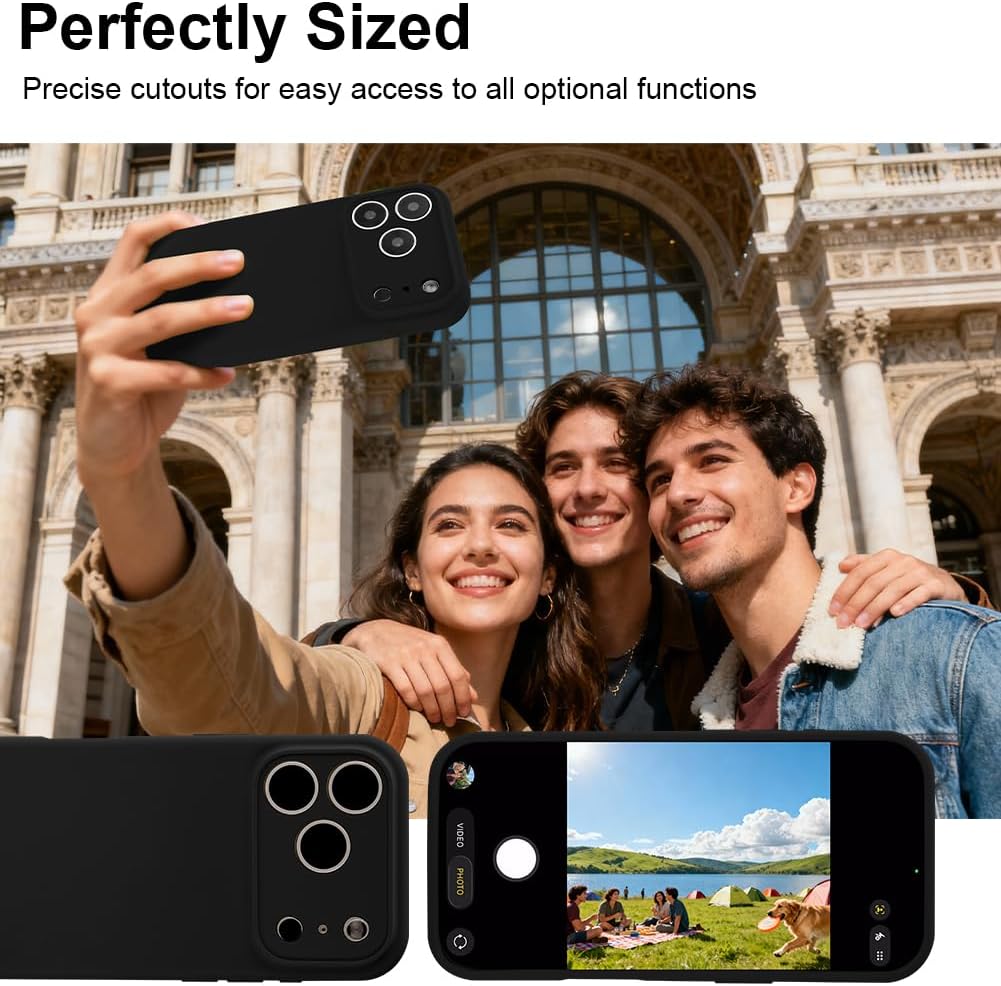 Thumbnail 6 de OFFCUP Cover per iPhone 17 Pro (6,3") in silicone liquido con 2 vetri temperati, microfibra antigraffio (nero)
