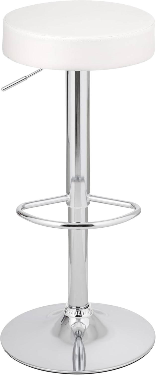 Detalle de Baroni Home Sgabello Bar Girevole con Altezza Regolabile – Bianco, 59–79 cm, Base Cromata