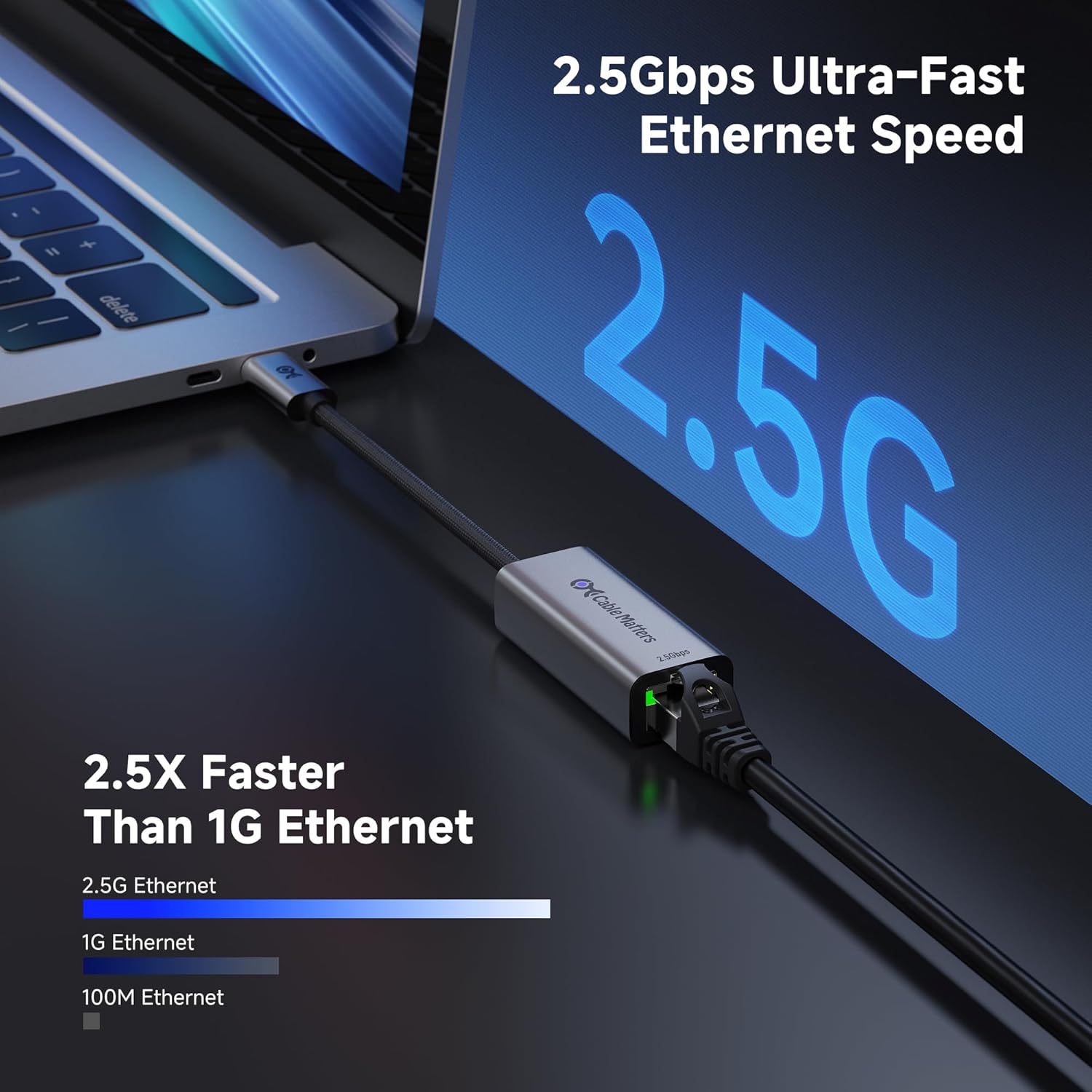 Thumbnail 1 de Cable Matters USB C to 2.5Gb Ethernet Adapter (2.5G), USB-C/Thunderbolt 4/5 Compatible