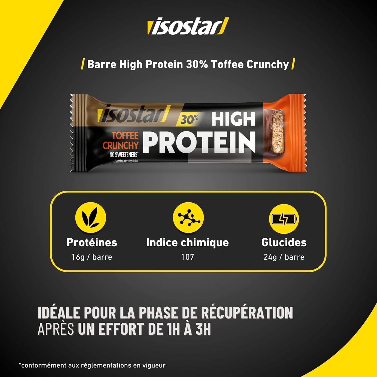 Detalle de ISOSTAR Barres High Protein 30 Toffee Crunchy – 16 barres de 55 g