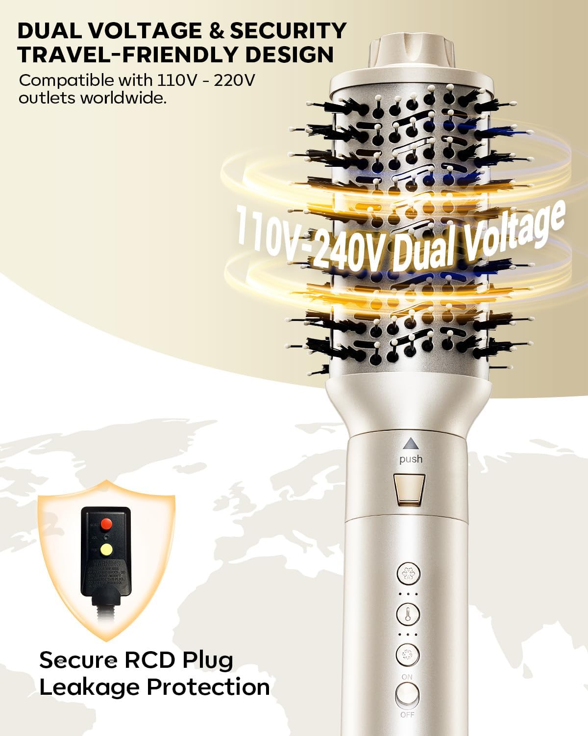 Detalle de Lavomist 8-in-1 Dual Voltage Hot Air Styler & Hair Dryer Brush (110,000 RPM) with Travel Bag