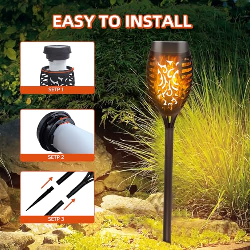 Detalle de CNMTCCO Solarlampen für Außen – 6er-Set mit realistischem Flammeneffekt, IP65, kabellos