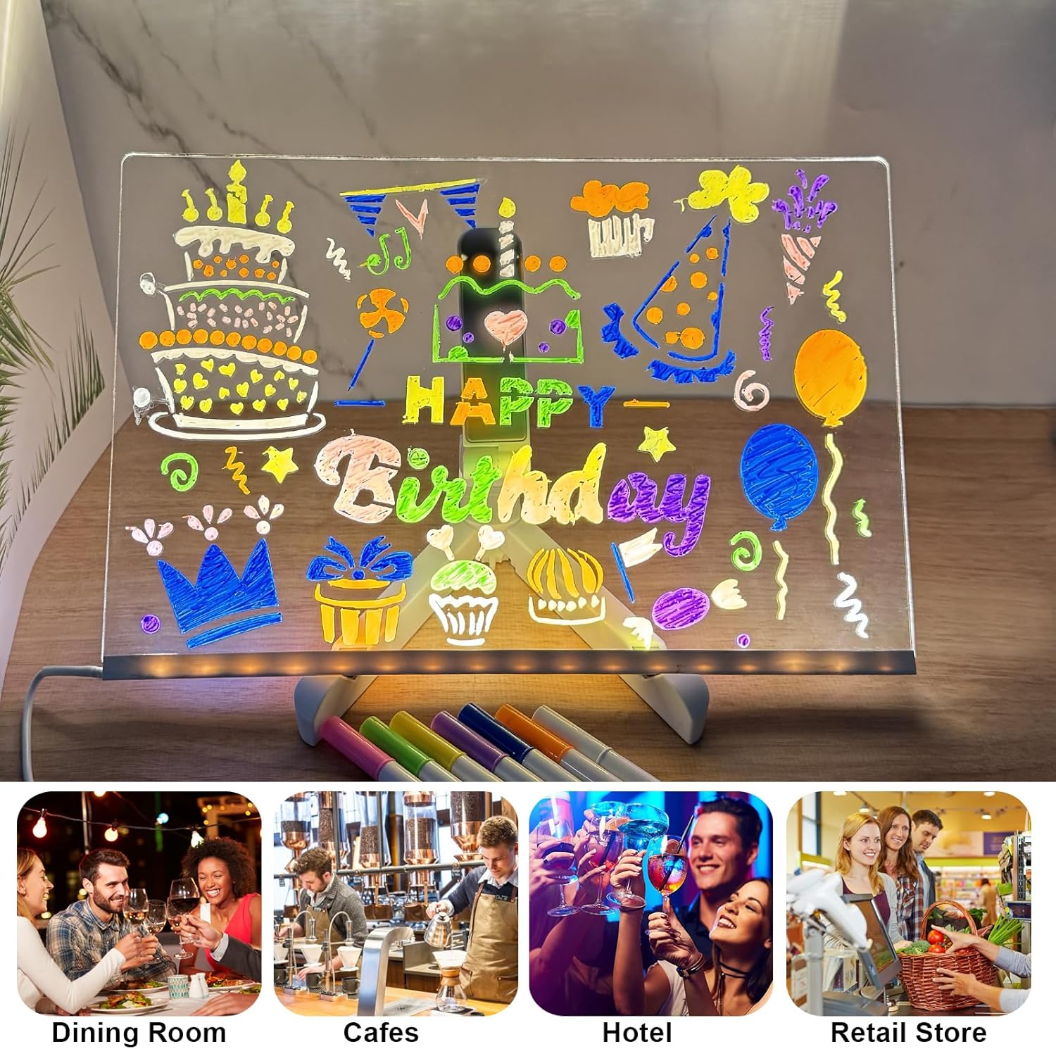 Thumbnail 5 de Tablero acrílico luminoso LED 30x20 cm