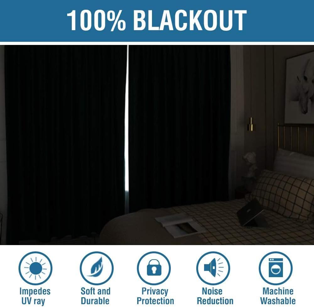 Detalle 2 de H.VERSAILTEX Blackout Linen-Look Curtains, 96-Inch, Glacier Gray, 2 Panels