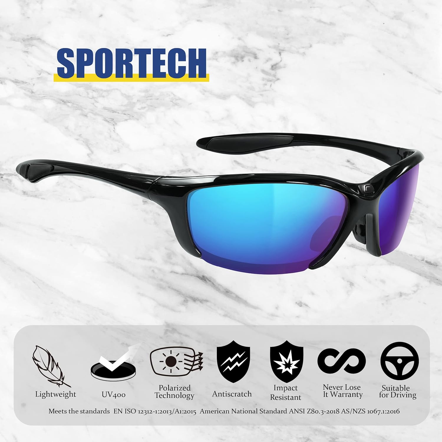Thumbnail 1 de ICECUBE Sportech polarised sports sunglasses (UV400) – lightweight frame, grip-style fit