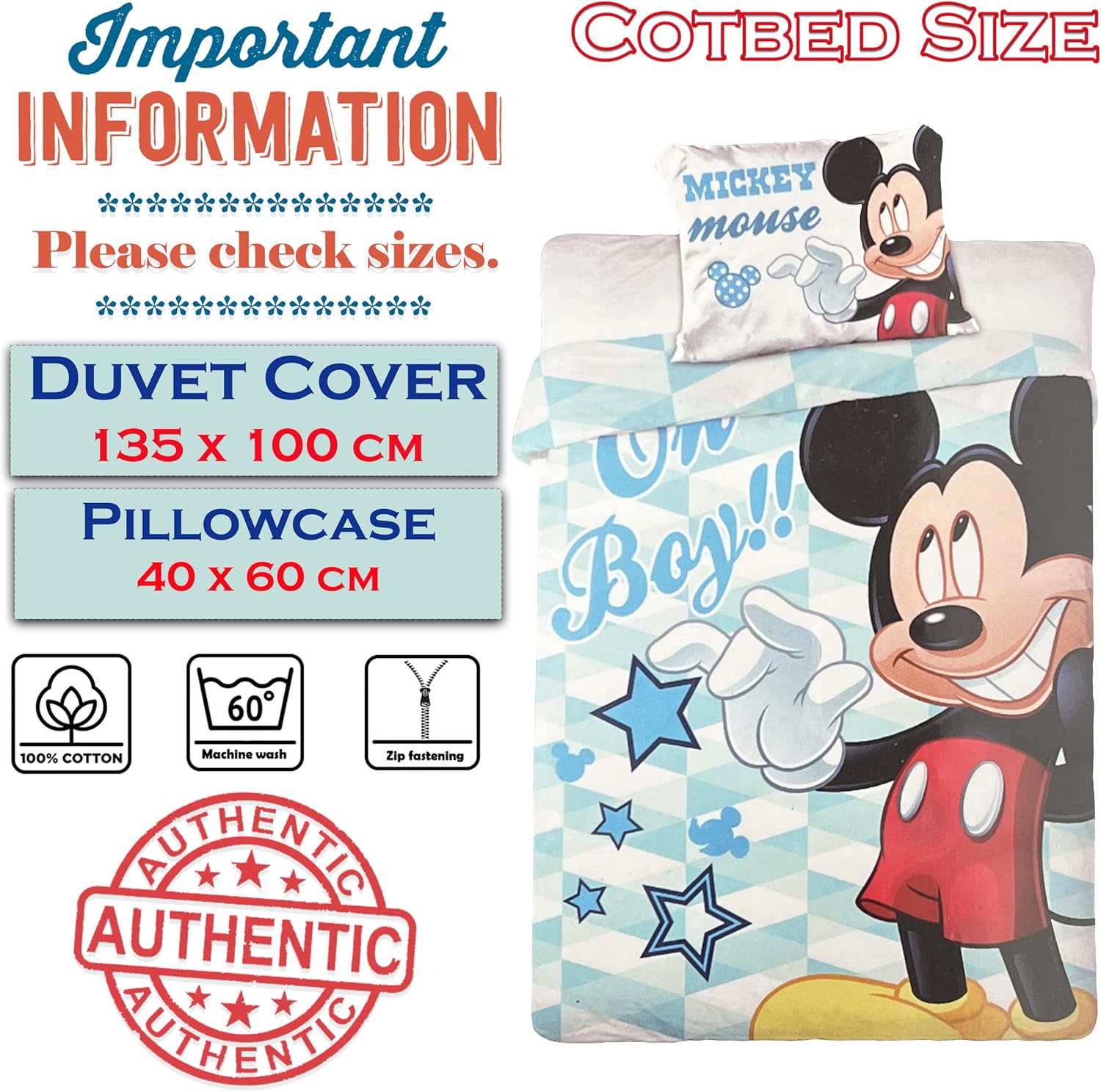 Detalle 2 de Disney Mickey Mouse Baby Juego de Cama Reversible 100% Algodón 💤
