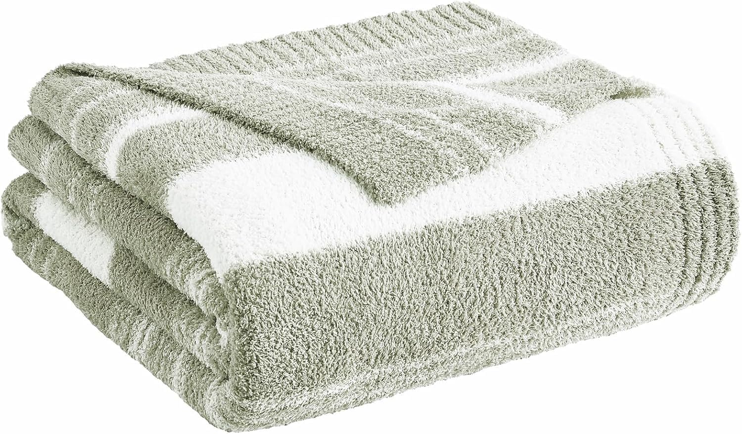 Thumbnail 4 de WRENGONGE Sage Green Throw Blanket, 50x70 – Soft Cozy Striped Microfiber Throw