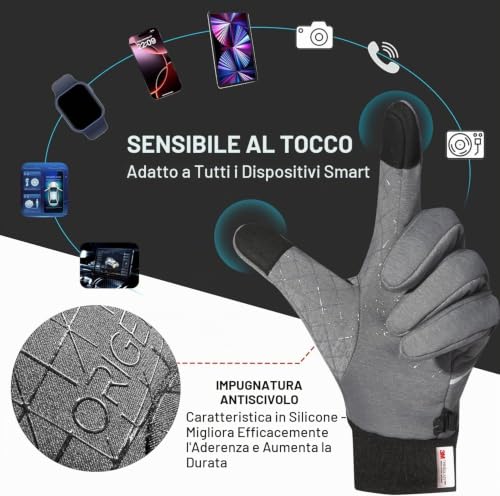 Detalle 2 de Origem guanti termici invernali touchscreen impermeabili, antivento e antiscivolo