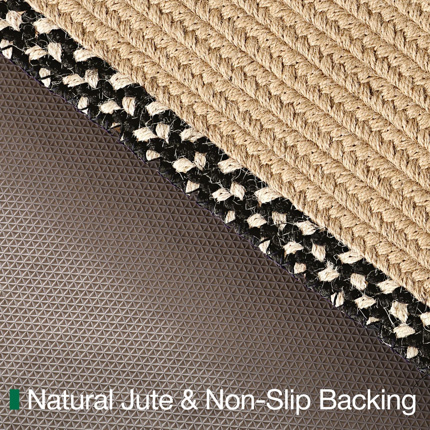 Detalle 2 de LUMI Natural Jute 24 x 36 Indoor Door Mat, Handwoven with TPR Backing
