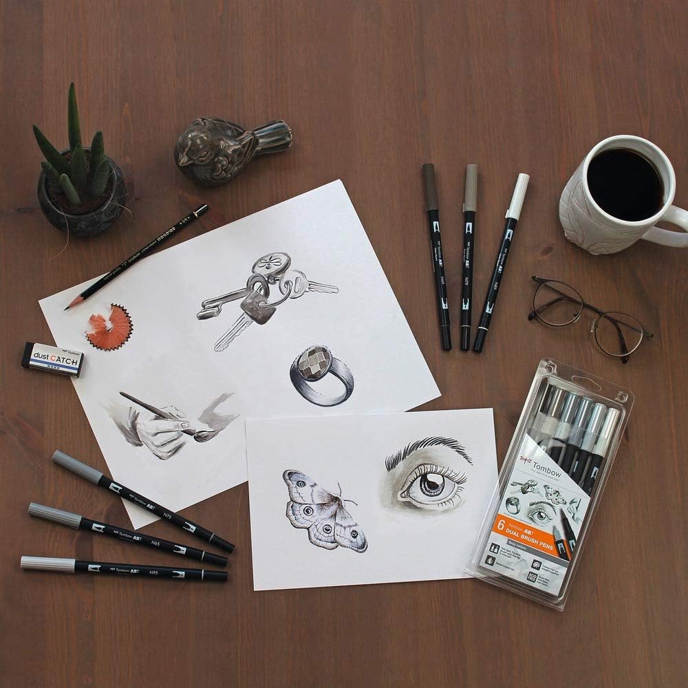 Detalle 2 de Tombow ABT-6P-6 feutre pinceau à eau 6 gris