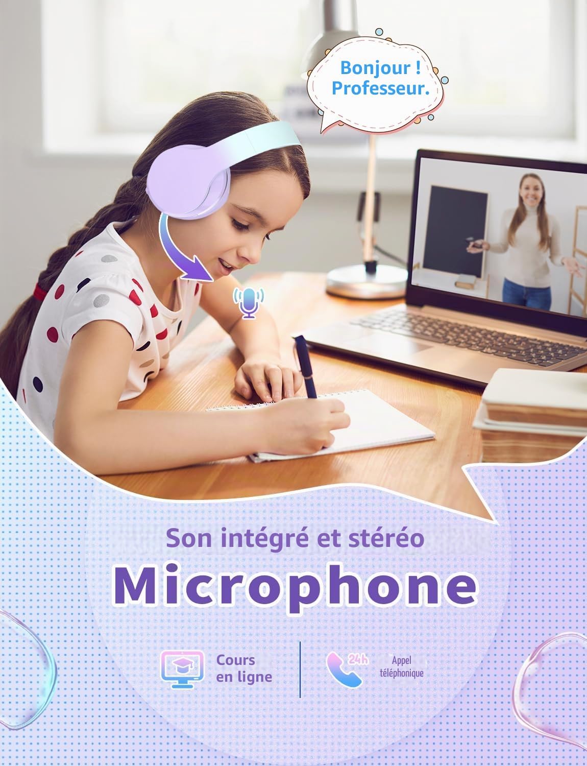Detalle de Xunpuls XUP-KH56 kinderhoofdtelefoon, over-ear, Bluetooth 5.1 en opvouwbaar