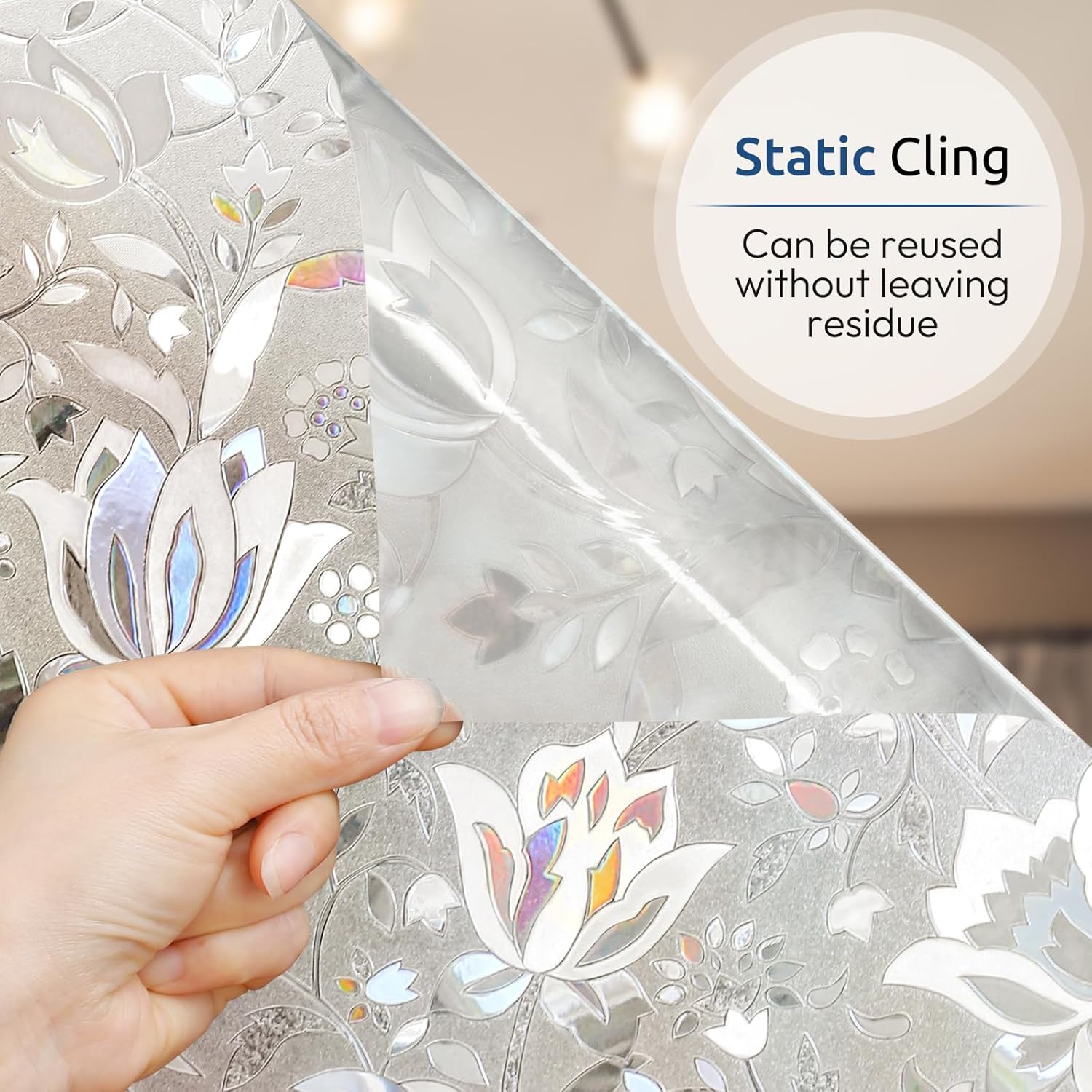 Thumbnail 3 de rabbitgoo Window Privacy Film with Rainbow Tulip Pattern (17.5" x 78.7")