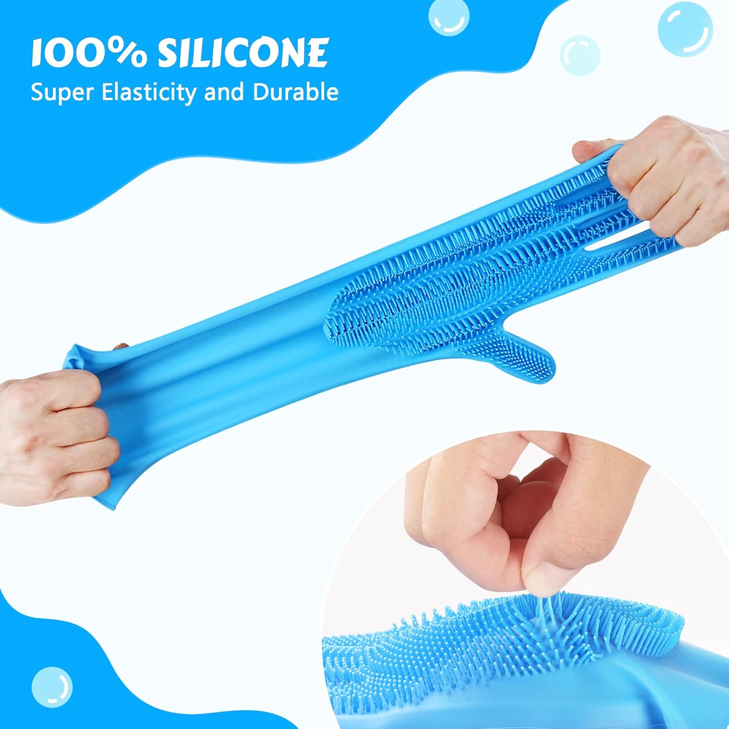 Thumbnail 3 de Pecute Pet Grooming Gloves – heat-resistant silicone grooming gloves with high-density teeth, blue