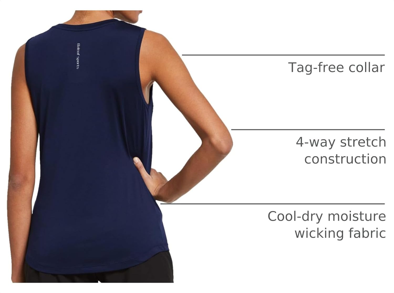 Detalle 2 de baleaf Women’s Workout Tank Tops (Sleeveless, Cool-Dry, Reflective)