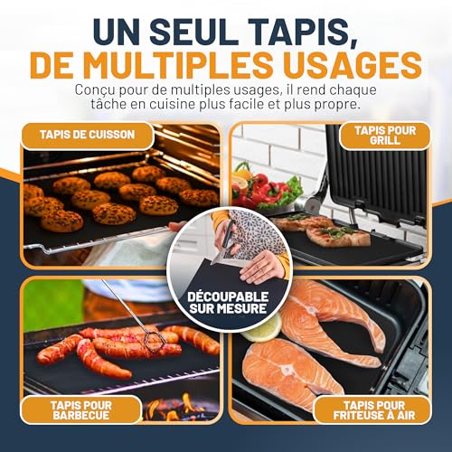 Detalle de Linda’s Essentials Feuille Protection Four Cuisson (Lot de 2) – Tapis de Cuisson Réutilisable 32x50 cm