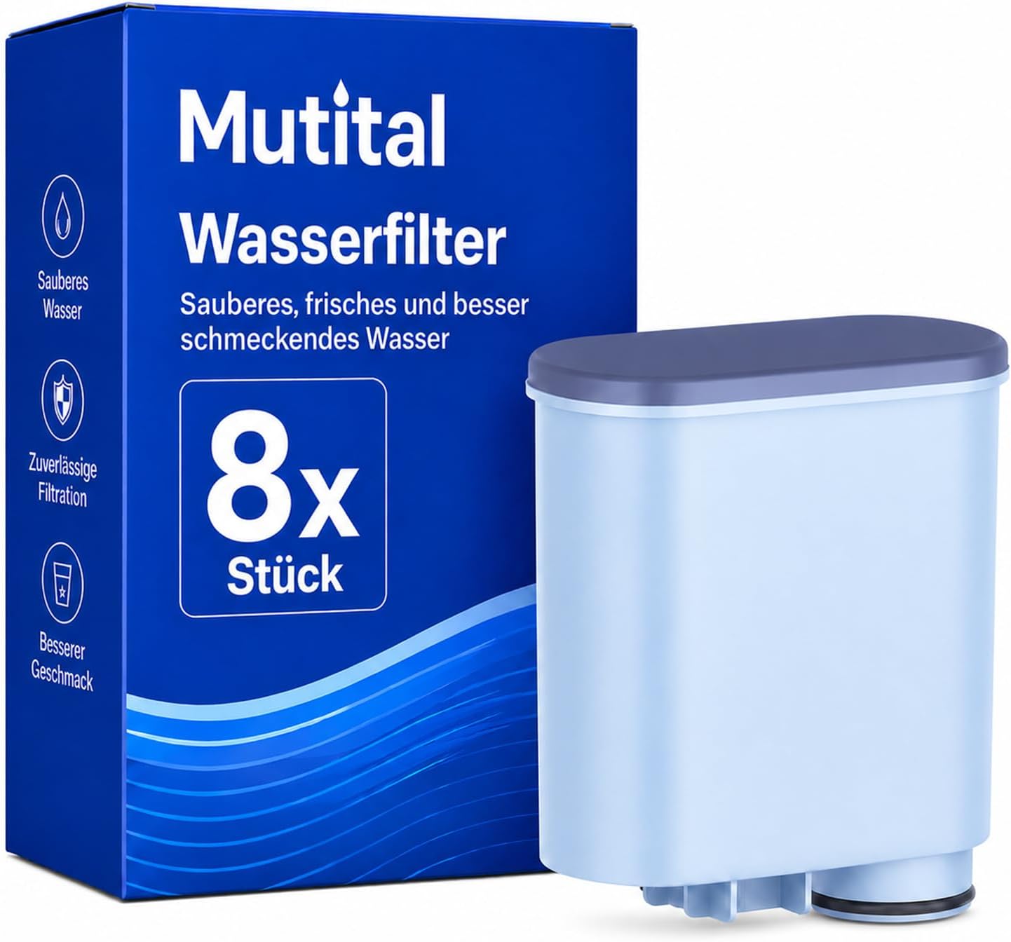 Detalle de Mutital 4er-Pack Wasserfilter für Philips AquaClean (CA6903) – Ersatzfilter für Kaffeevollautomaten