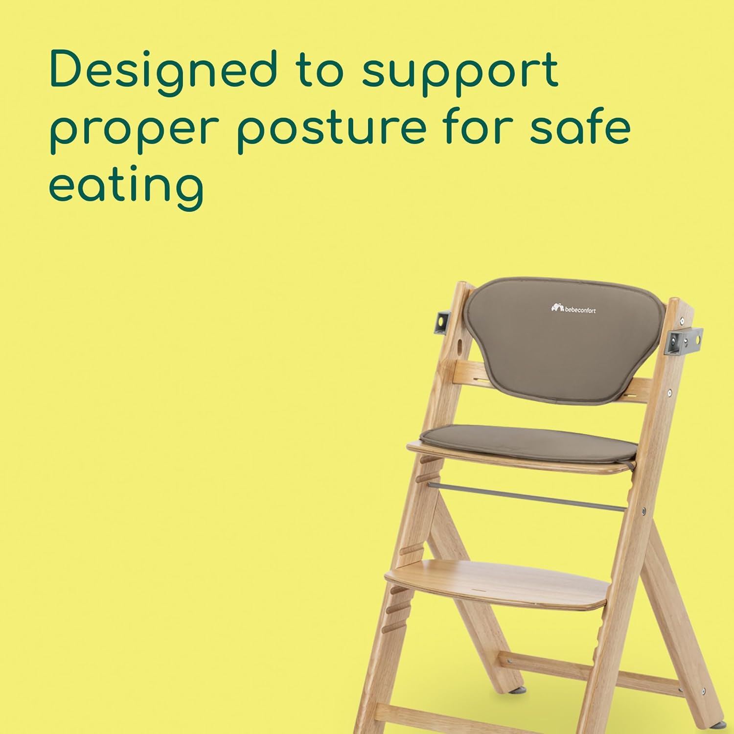 Detalle de Bebeconfort Timba 2 with Cushion: Evolutive wooden high chair for 6 months to 110 kg