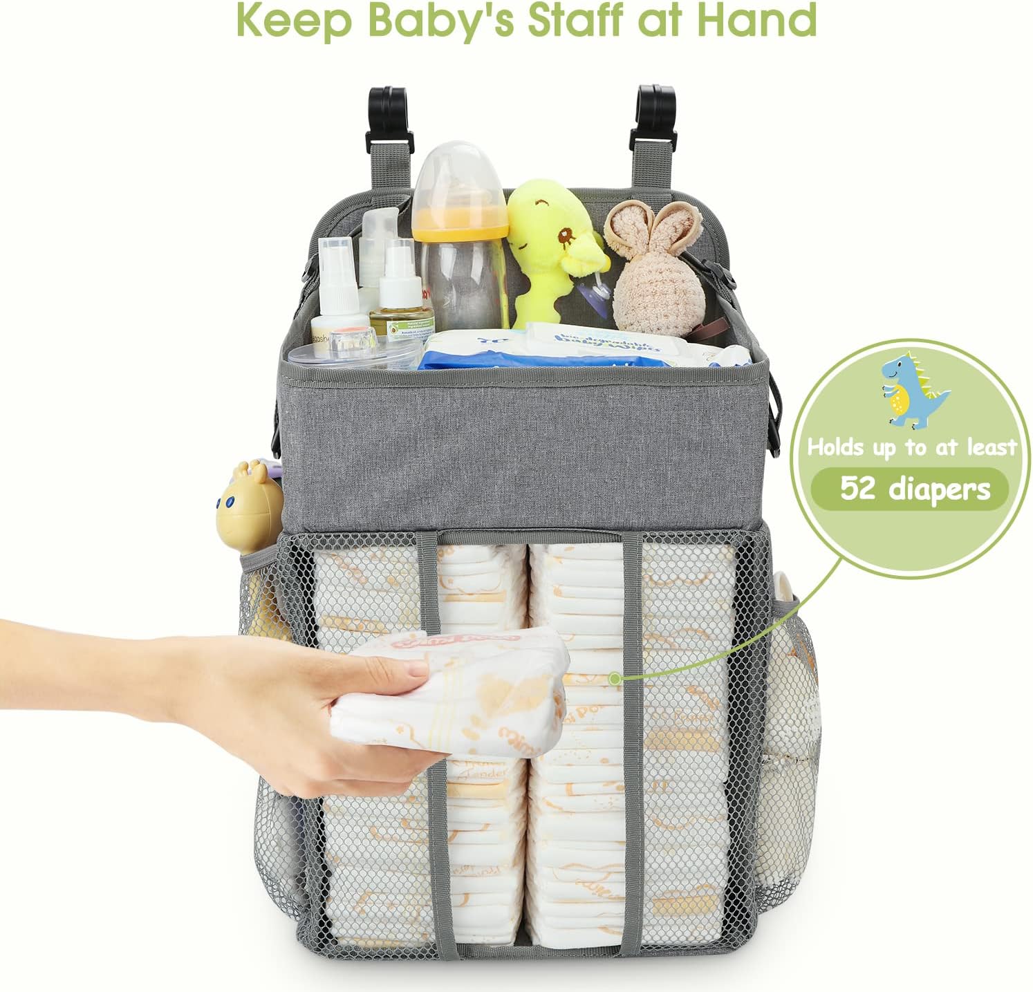 Thumbnail 6 de Maliton HDB003-GREY Hanging Diaper Organizer, 2-Tier with 4 Mesh Pockets
