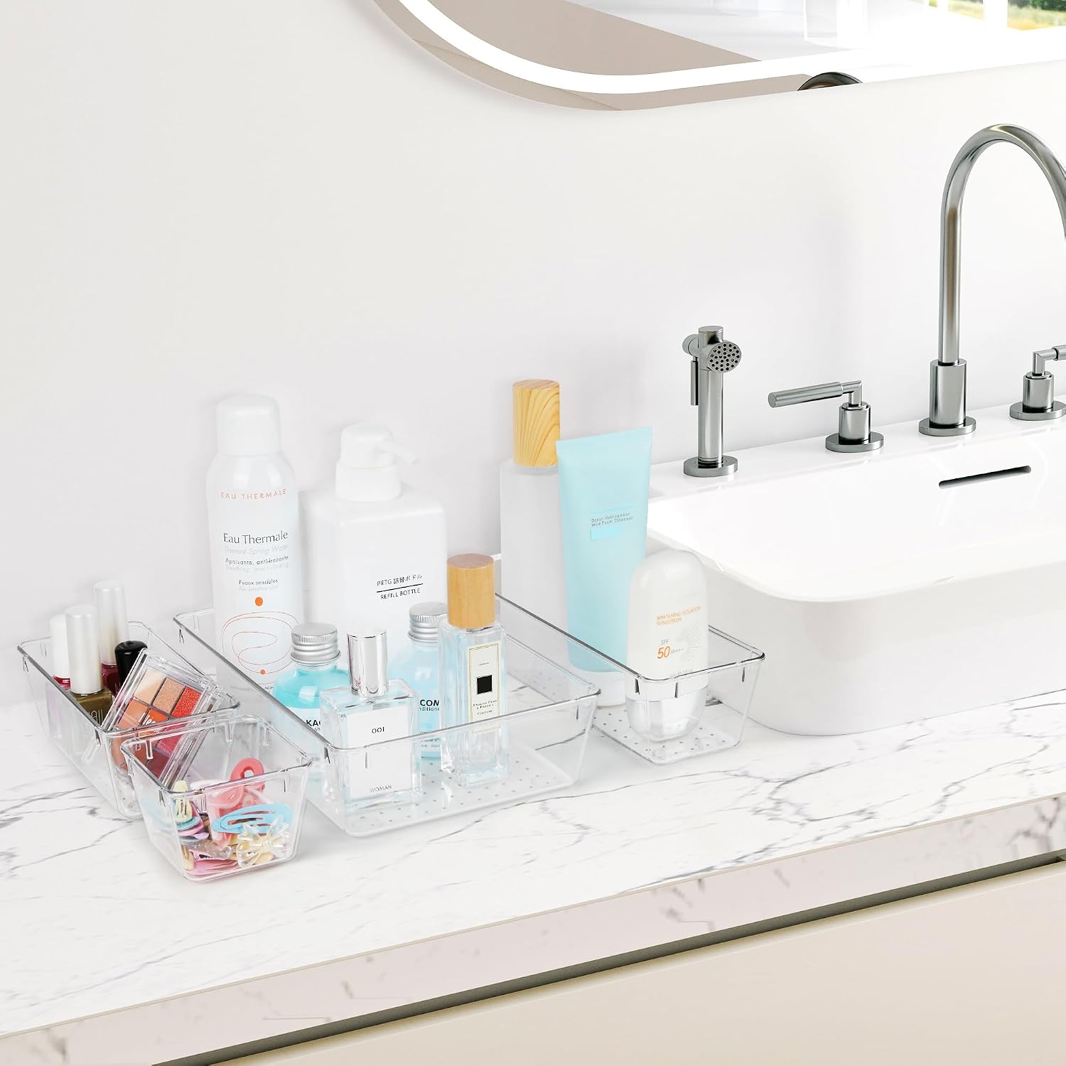 Detalle 2 de Vtopmart VM05015A Clear Drawer Organizers, 25-Pack in 4 Sizes with Non-Slip Pads