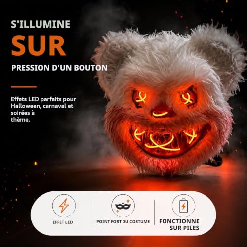 Thumbnail 6 de TK Gruppe Timo Klingler Masque LED Halloween, télécommande et 3 niveaux de luminosité