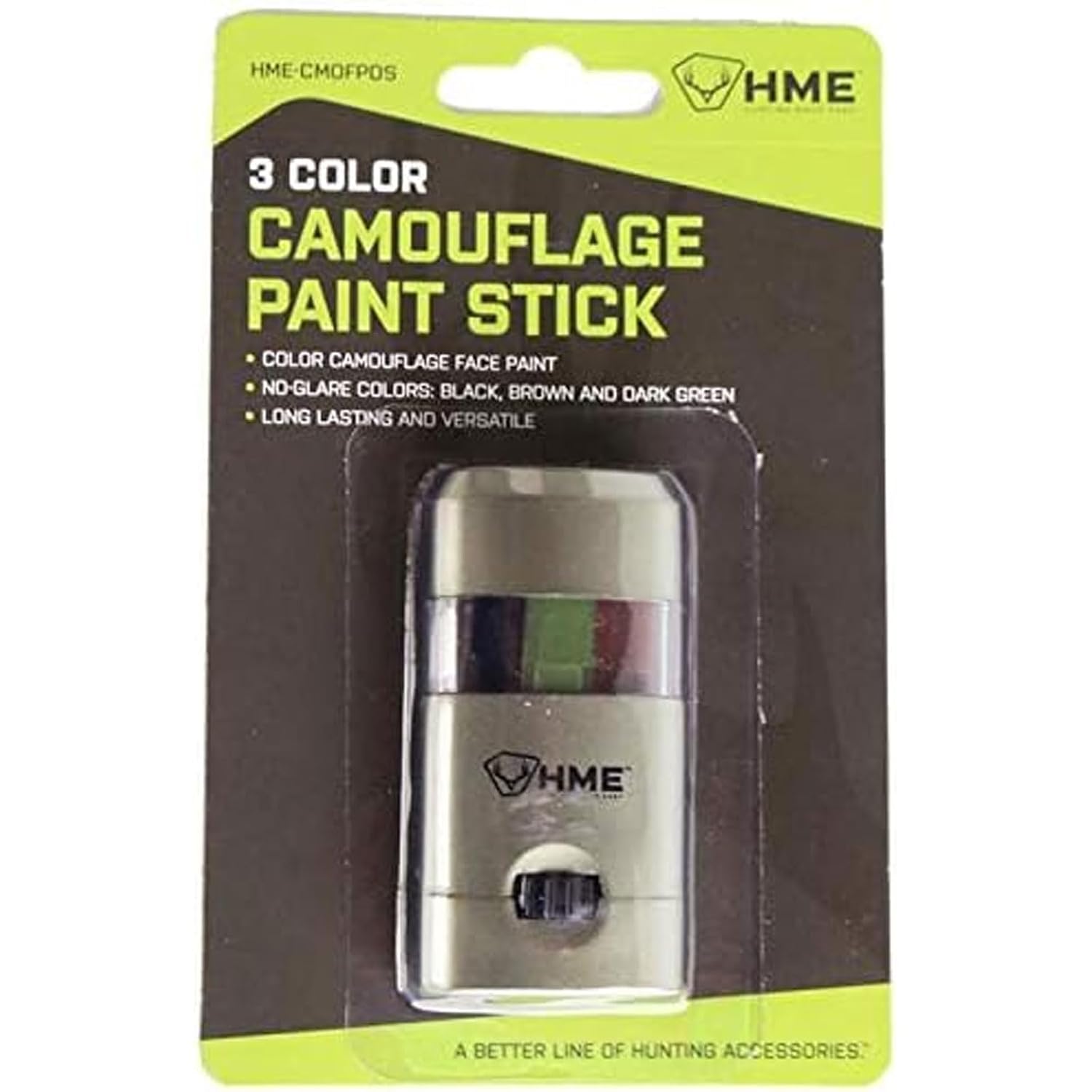 Detalle de HME HME-CMOFPDS 3-Color Camo Face Paint Stick, Black, Brown, Green