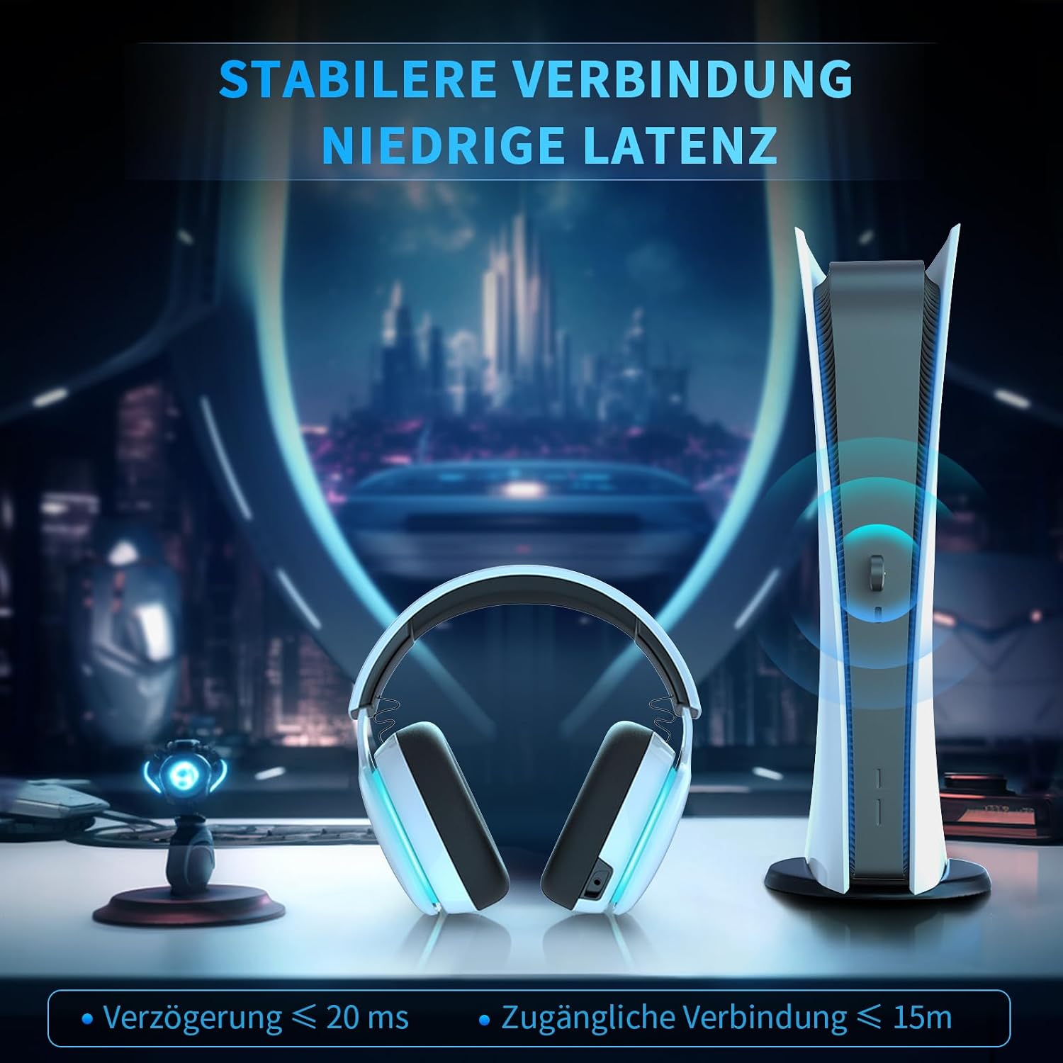 Detalle de Gvyugke 2,4 GHz Wireless Gaming Headset – kabelloses Gaming-Headset