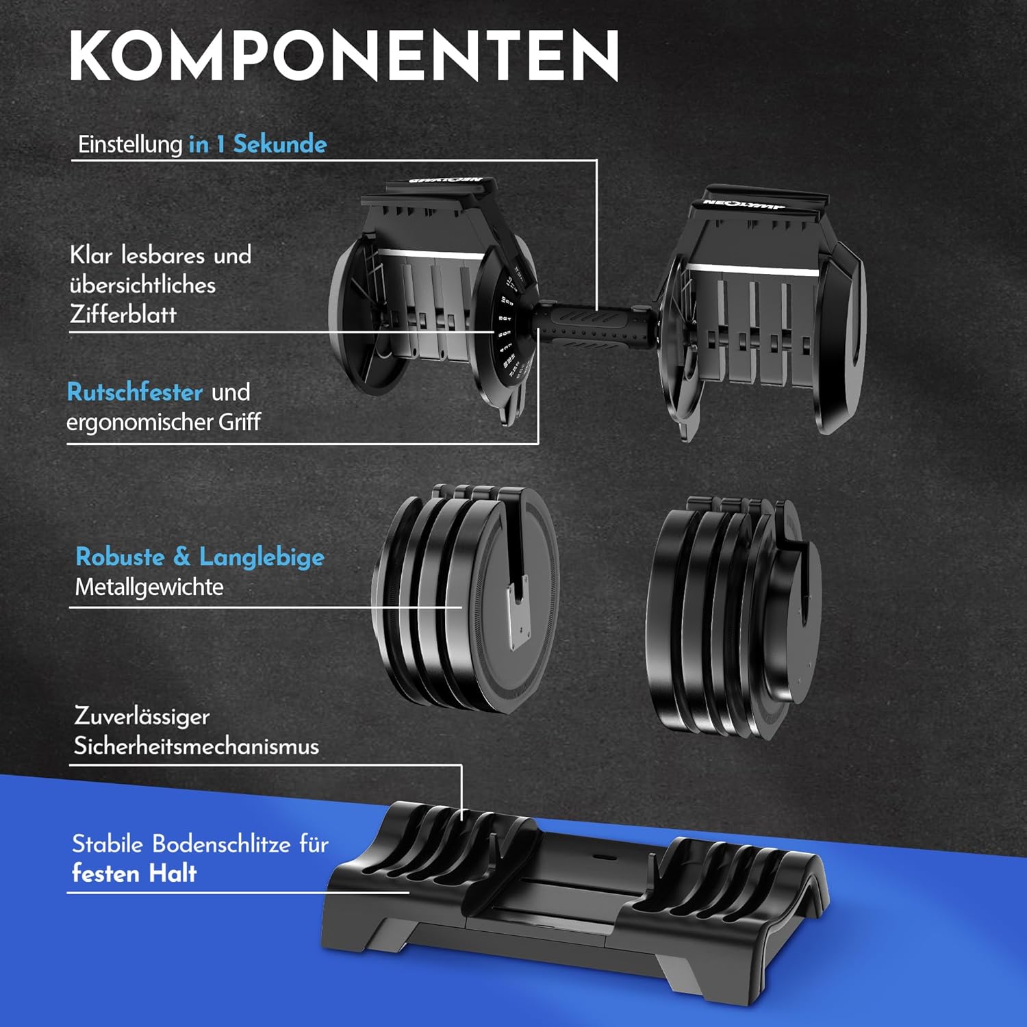 Thumbnail 3 de NEOLYMP Kurzhantel verstellbar (2–40 kg) – 3-in-1 verstellbares Hantel-Set für Home-Gym