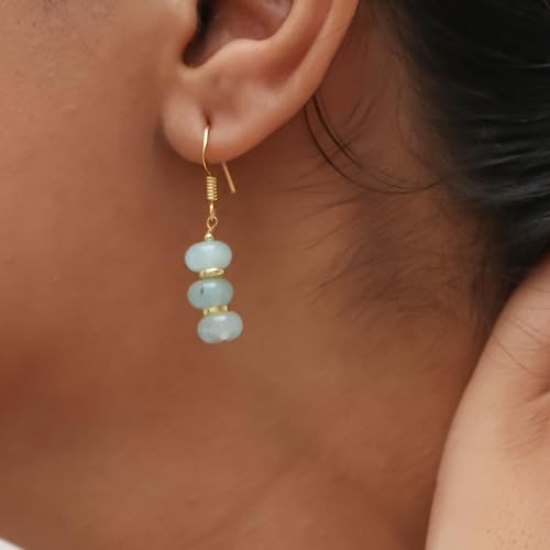 Thumbnail 6 de GEMPiRES Nature’s Treasure: Natural Sage Green Prehnite Rondelle Bead Earrings