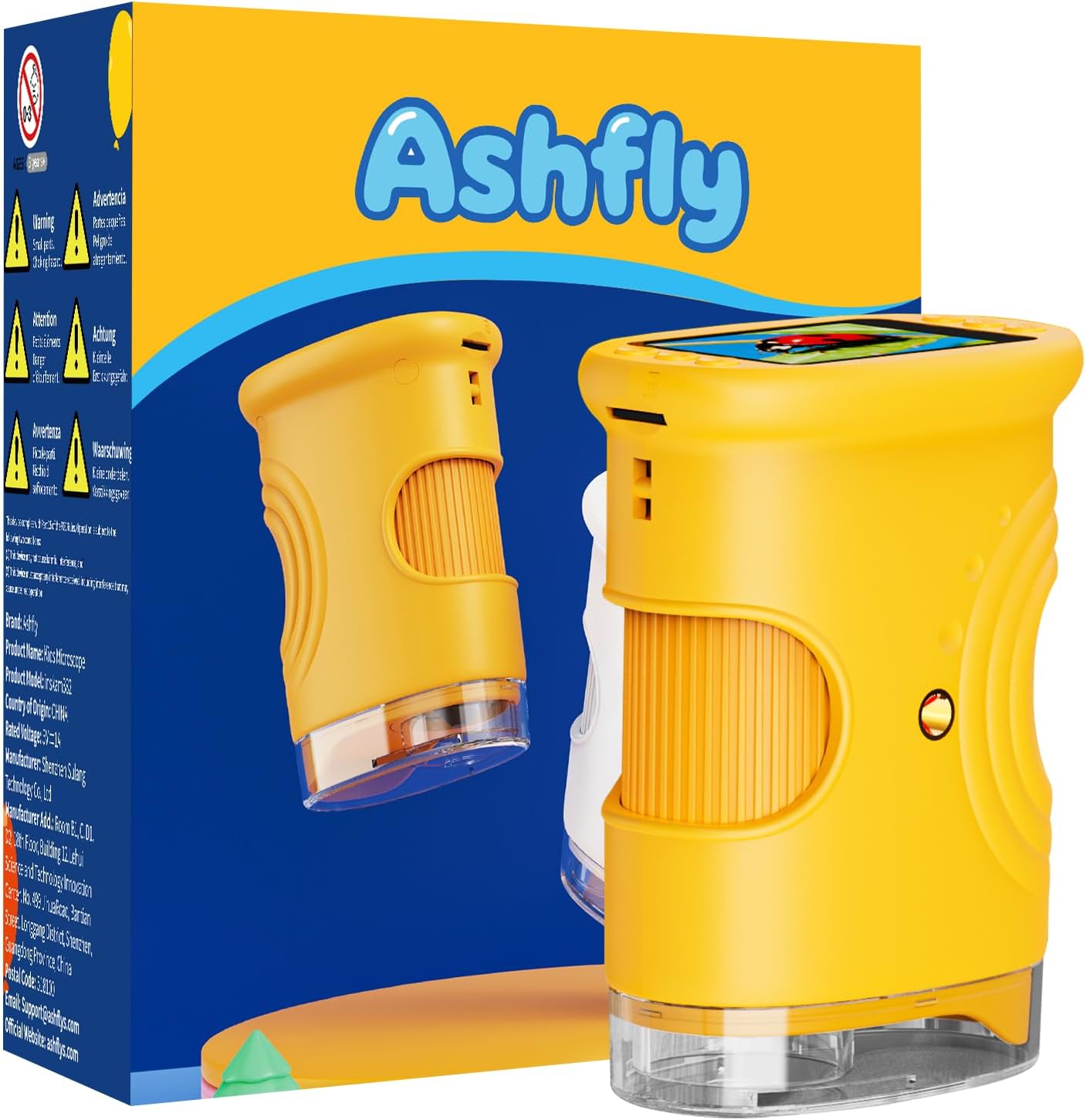 Ashfly Digitales Kindermikroskop 4K – Tragbares Taschenmikroskop mit 2,0" Display
