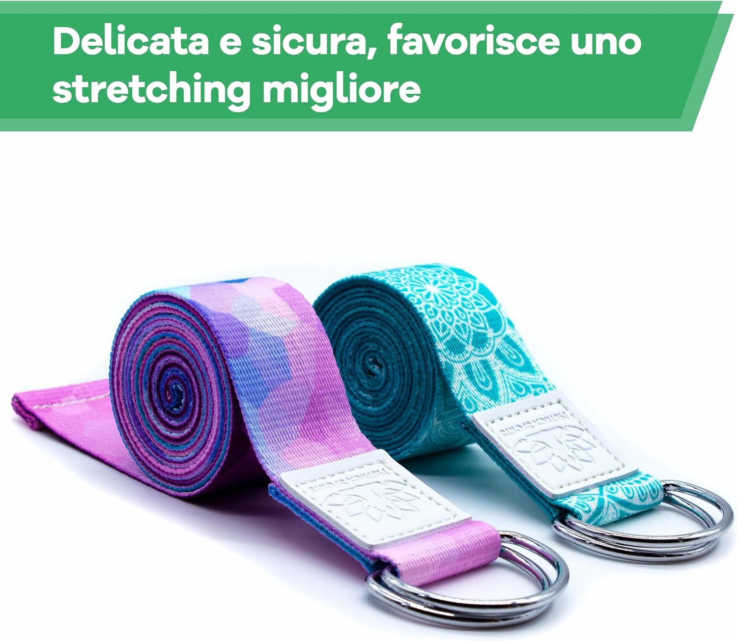 Detalle de NetroxSports® Cinghia Yoga Cotone – Cinghie Yoga per allungamento (240 cm) con chiusura in metallo