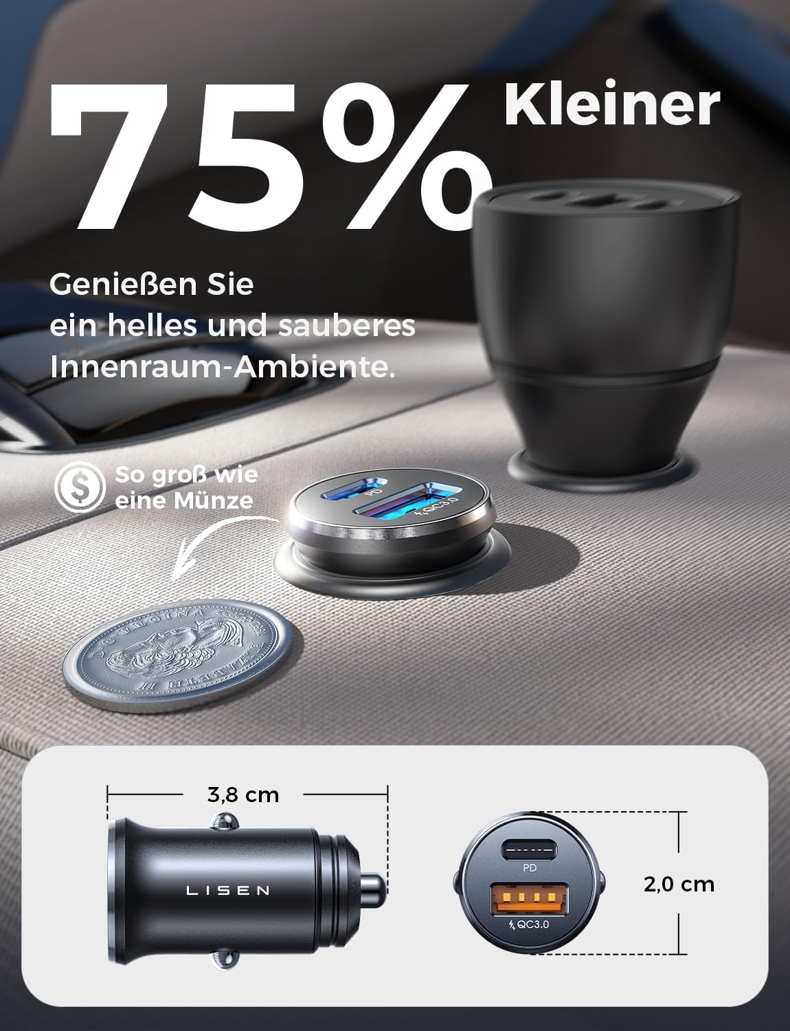 Thumbnail 4 de LISEN 54W Zigarettenanzünder USB C