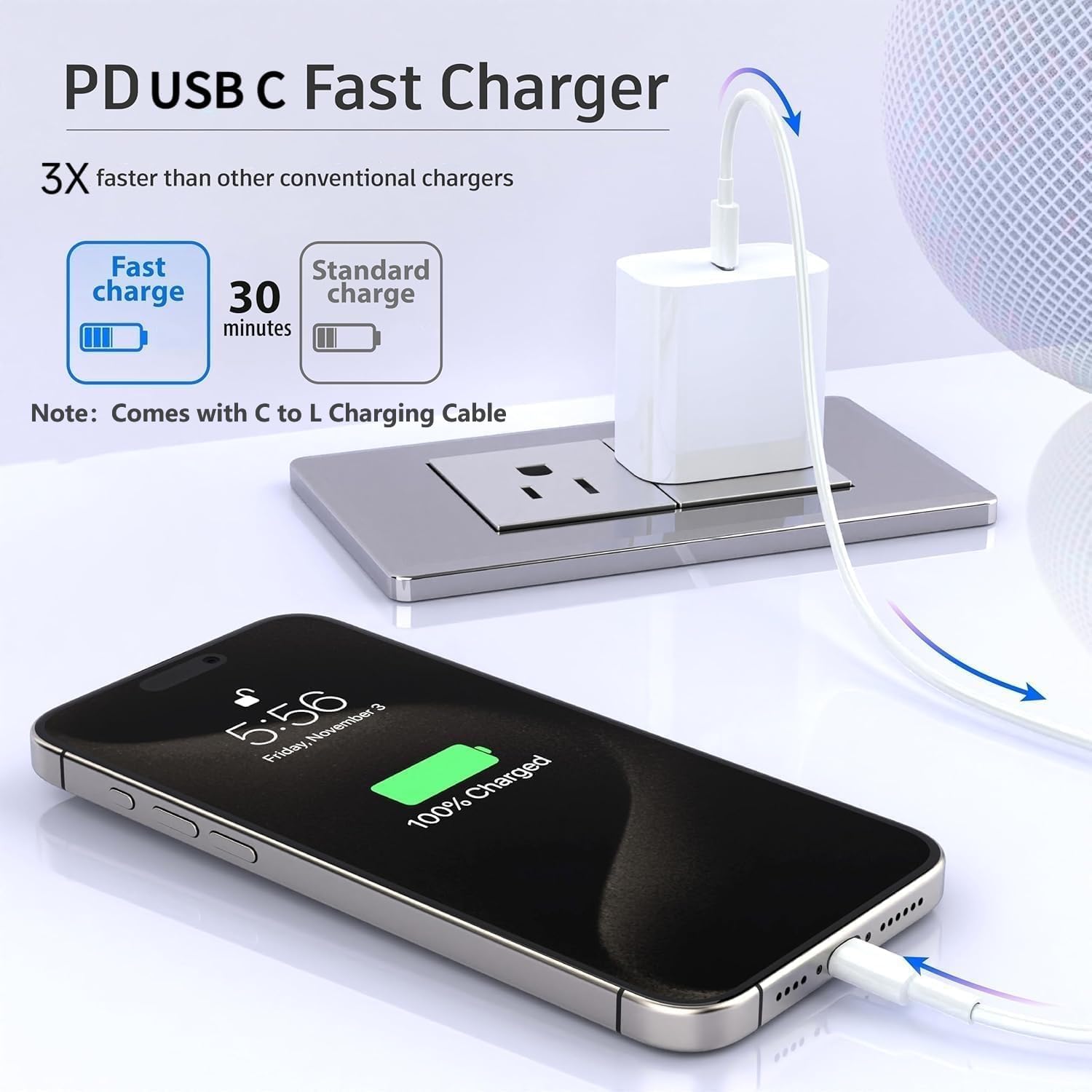 Detalle 2 de Apple iPhone Fast Charger 6FT USB‑C Lightning Cable
