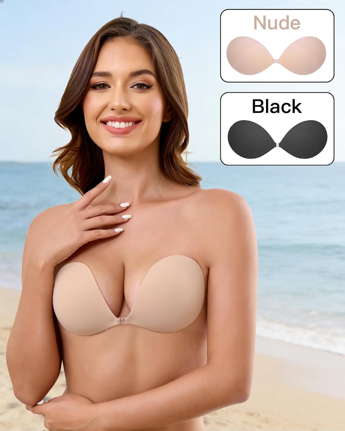 Detalle de MITALOO Seamless Adhesive Strapless Bra: Clear, Backless Push-Up Confidence