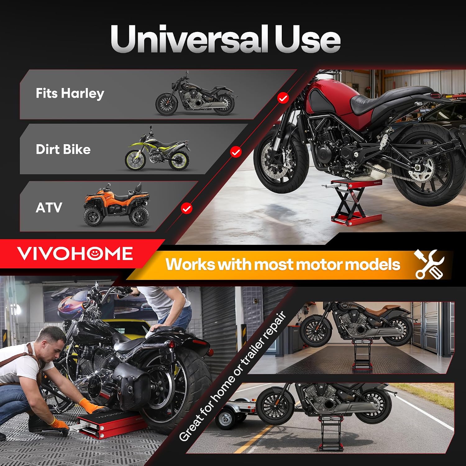 Detalle 1 de VIVOHOME Motorcycle Lift Jack, 1100 lbs