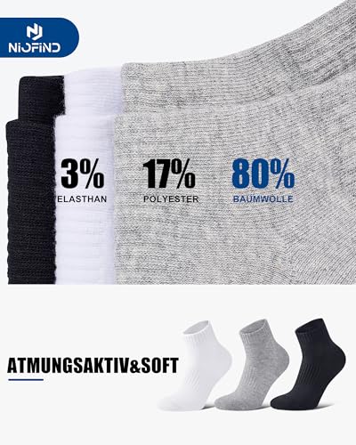 Detalle 2 de Niofind Quarter Sports Socks for Men & Women – 80% Cotton, Cushioned with Arch Support