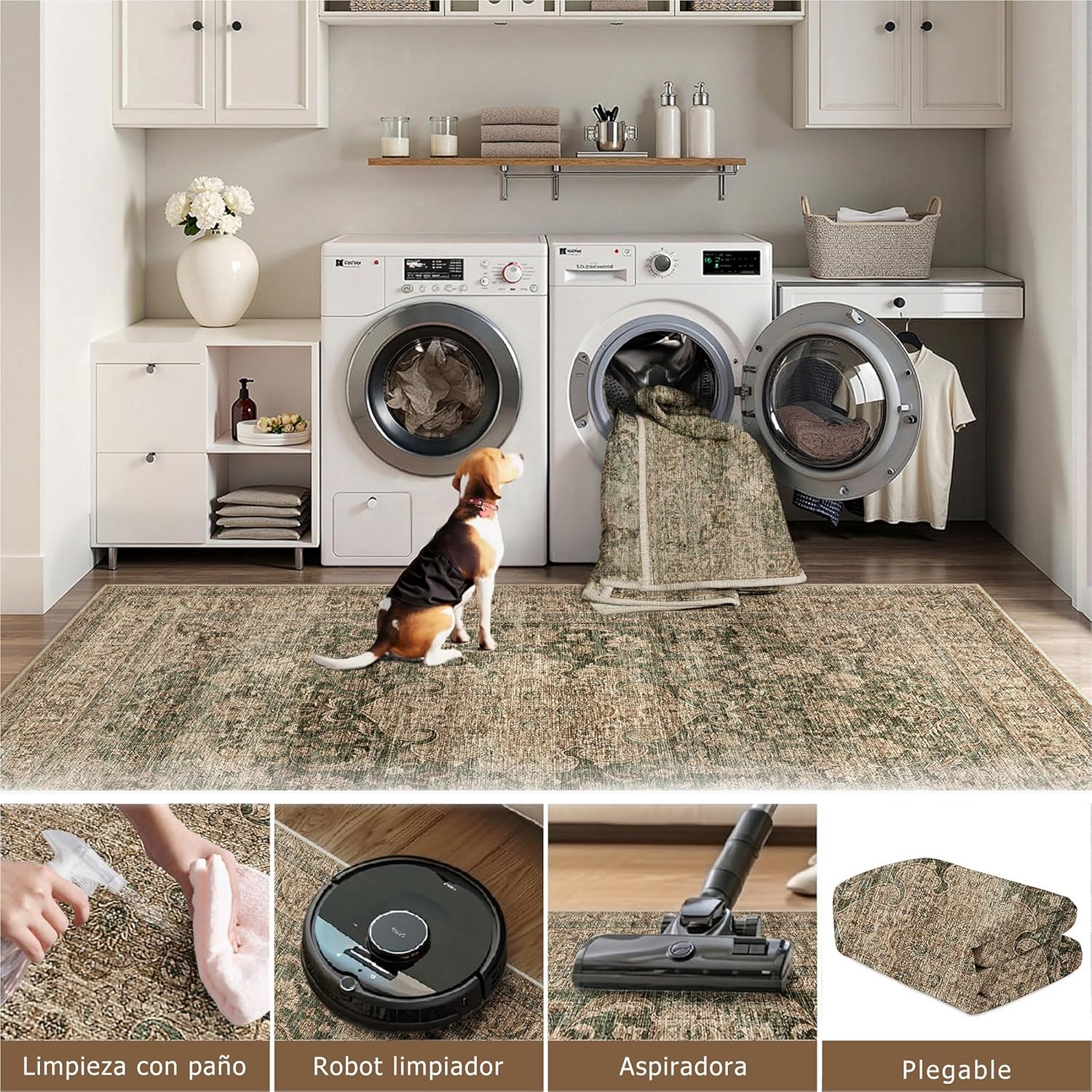 Thumbnail 4 de HUGEAR Alfombra Vintage Verde 60x240cm Antideslizante🧹