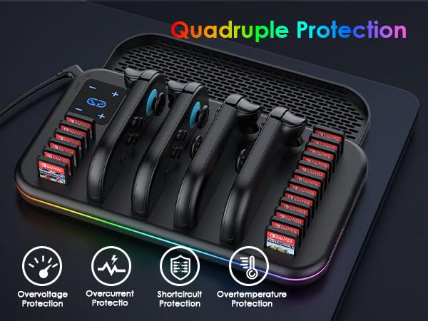 Thumbnail 3 de Charging Dock for Nintendo Switch 2 Joy Con: RGB Docking Station with 18 Game Card Slots