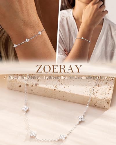 Thumbnail 2 de ZOERAY Bracelet Femme Argent 925 Or avec Trefle à 4 Feuilles Réglable