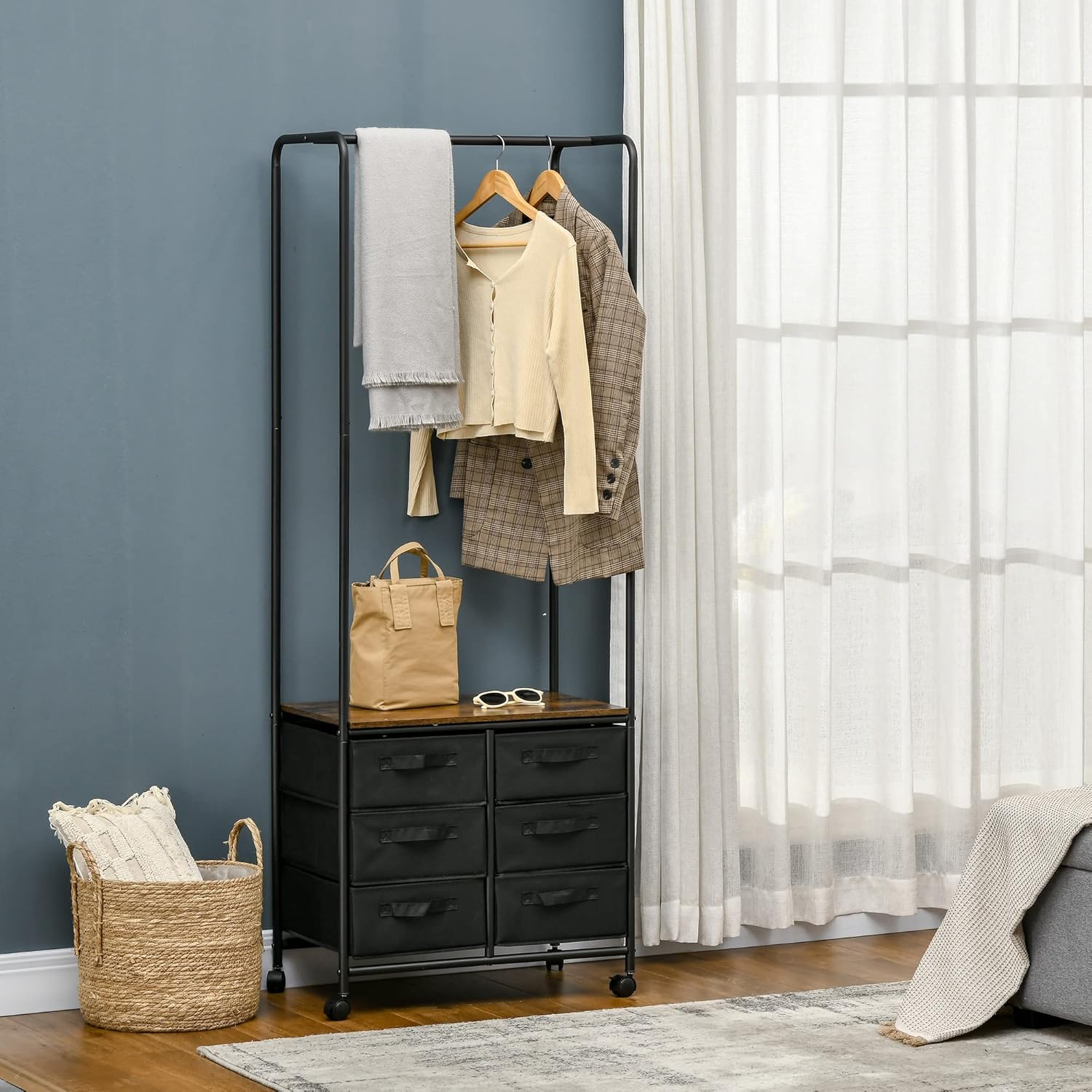 Detalle 2 de HOMCOM penderie Style Industriel 63,5x40x172,5 cm