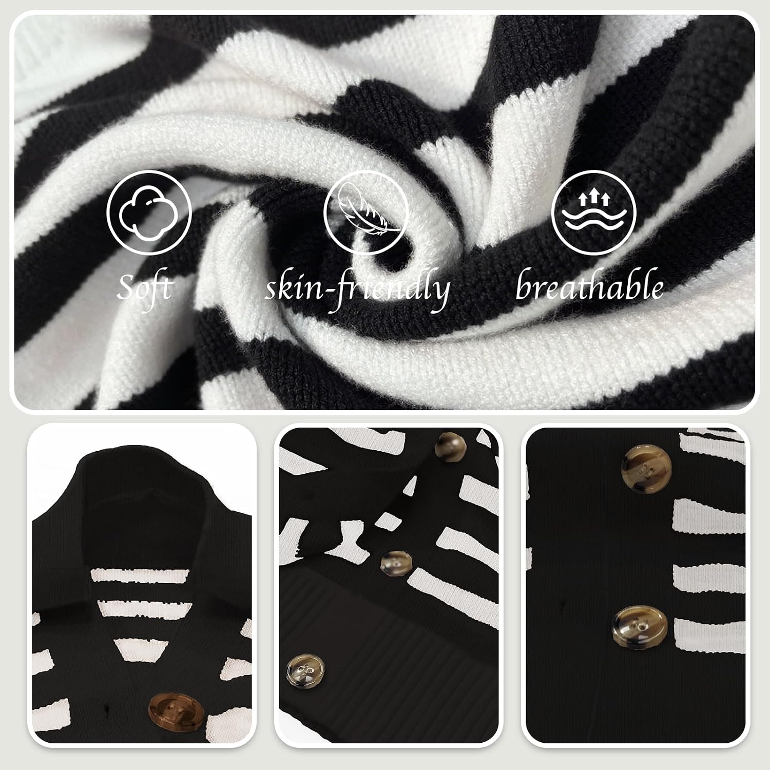 Detalle 1 de Truwelby V-Neck cardigan with ribbed knit