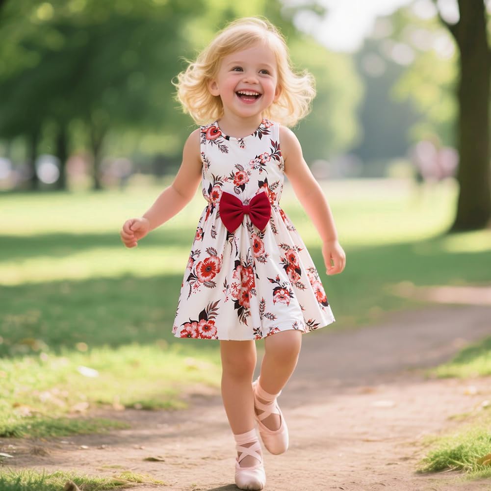Thumbnail 6 de Vicloon Girls' Floral Sleeveless Dress and Long-Sleeve Ruffle Cardigan, 2-Piece Set