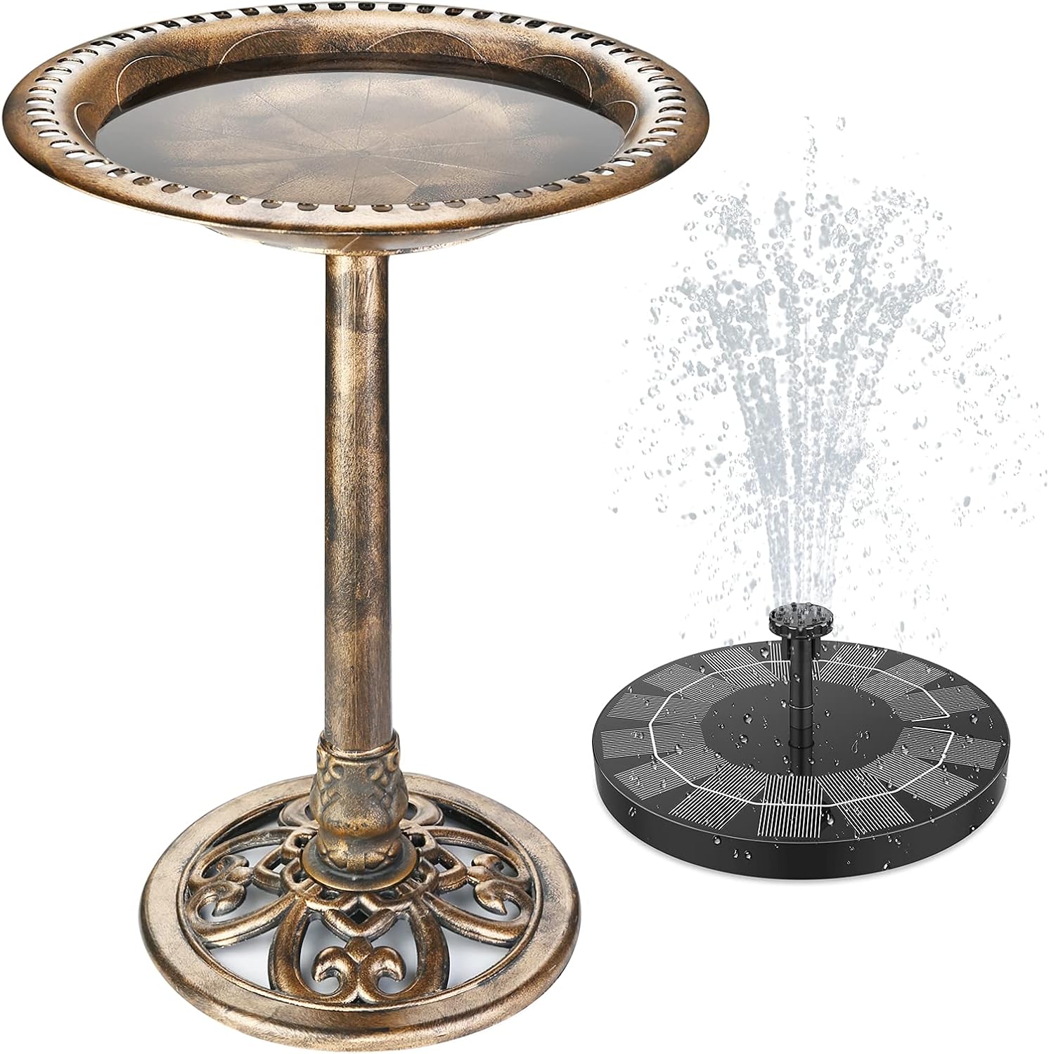 Detalle de AISITIN Vogeltränke mit 2.5W Solar Springbrunnen – Vogelbad & Futterplatz für Garten und Balkon